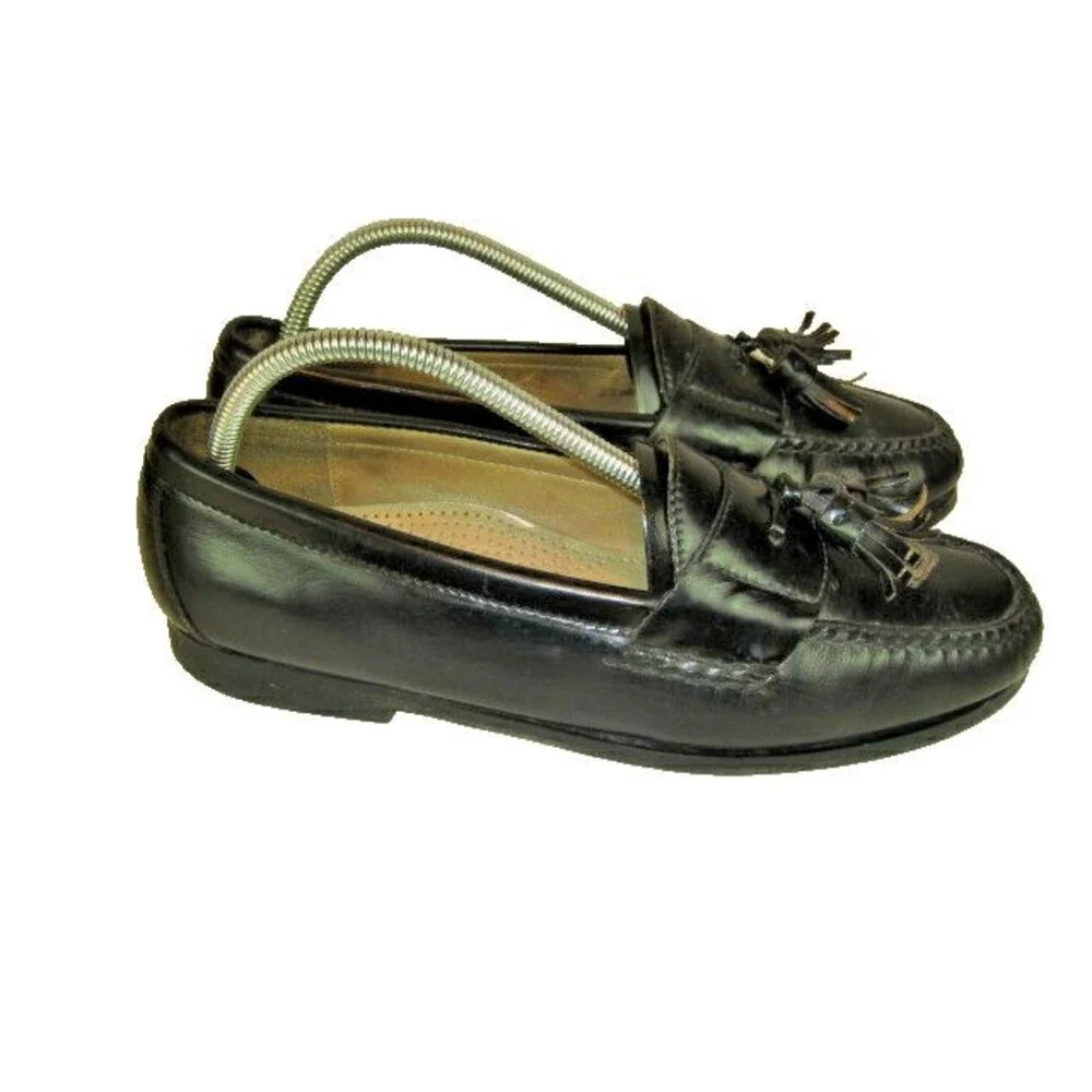 Mens Cole Haan Black Leather Tassel Loafers Shoes sz 9D